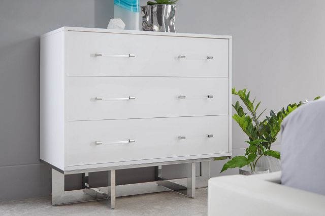 Cortina White Small Drawer Chest, Bedroom - Chests